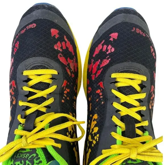 Asics Men's T307N GEL NoosaFAST Running Racing Shoe Black Green Yellow Red S 11 - Picture 4 of 10